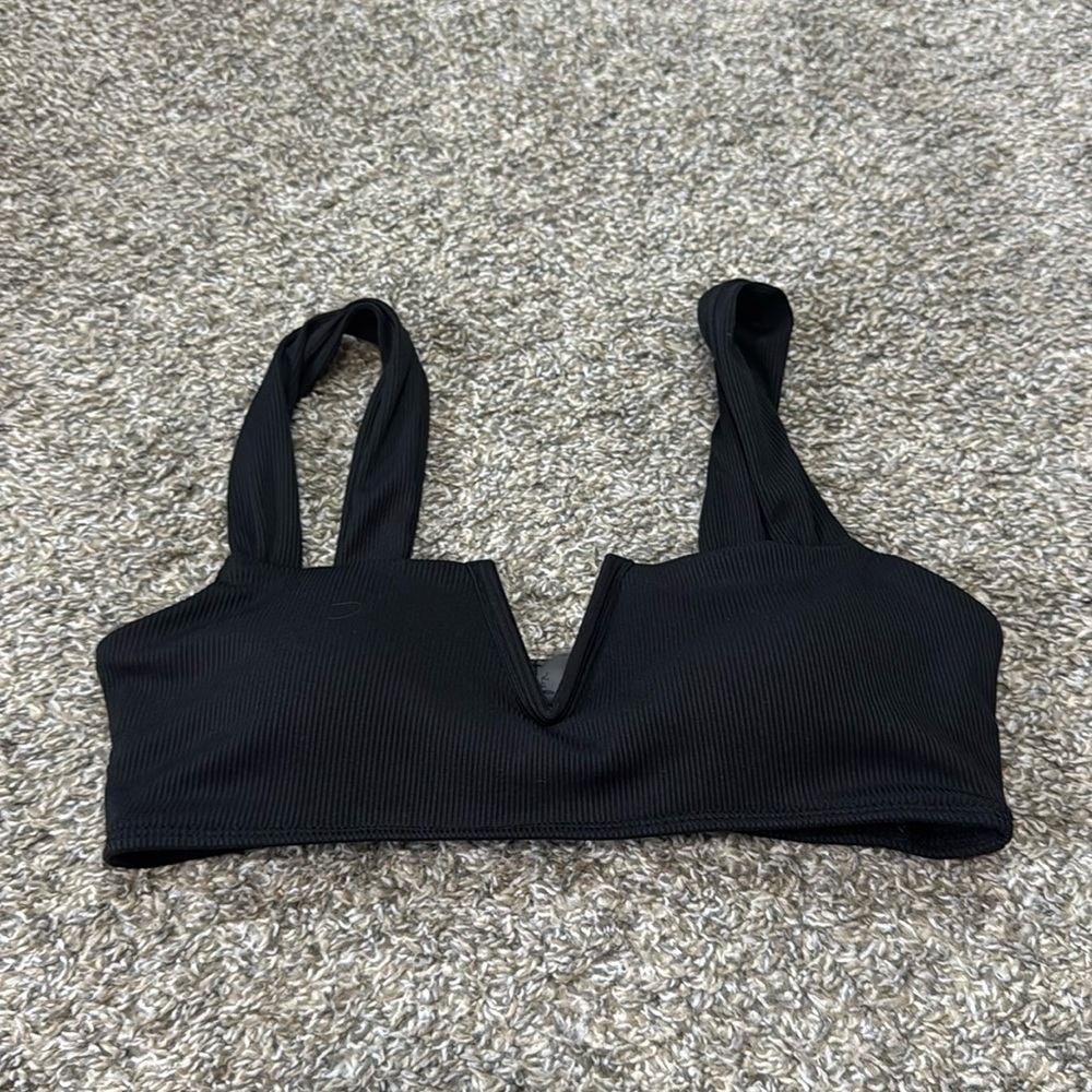 Lulus Black Ribbed Bikini Top